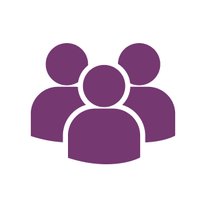 Three purple abstract people