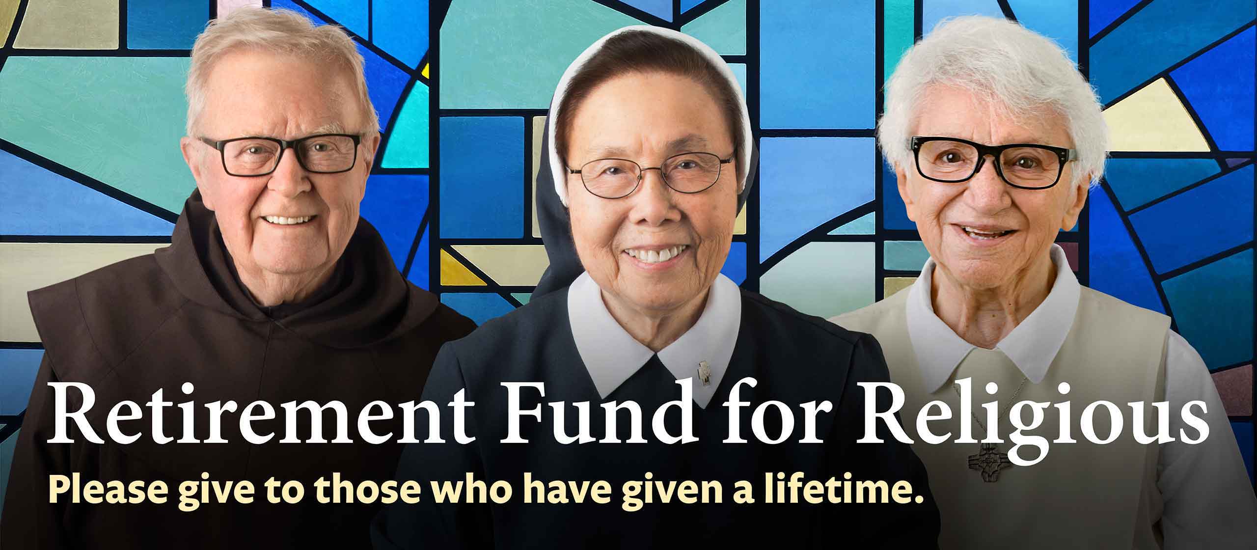 Three elderly religious people, a man and two women.